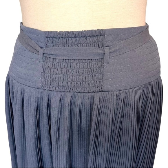 Leifsdottier (Anthropologie) Grey Plisse Skirt with Yoke Drop Waist and Sash - Picture 11 of 14